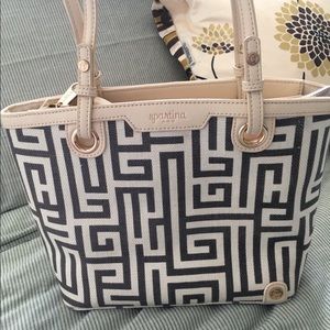 Spartina 447 zipper tote. Leather and linen